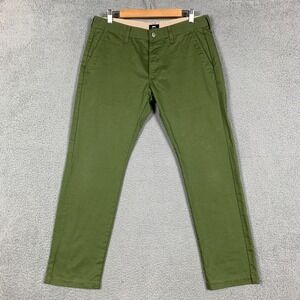 Edwin 55 Chino Pants Mens 33 x 29 Military Green Regular Straight Fit Button Fly